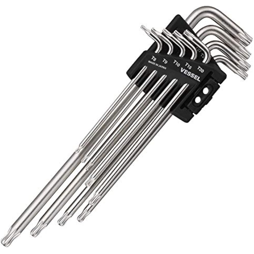VESSEL (VESSEL) Torx L Type Wrench, Set of 9, Ball End Type, 8509BTX