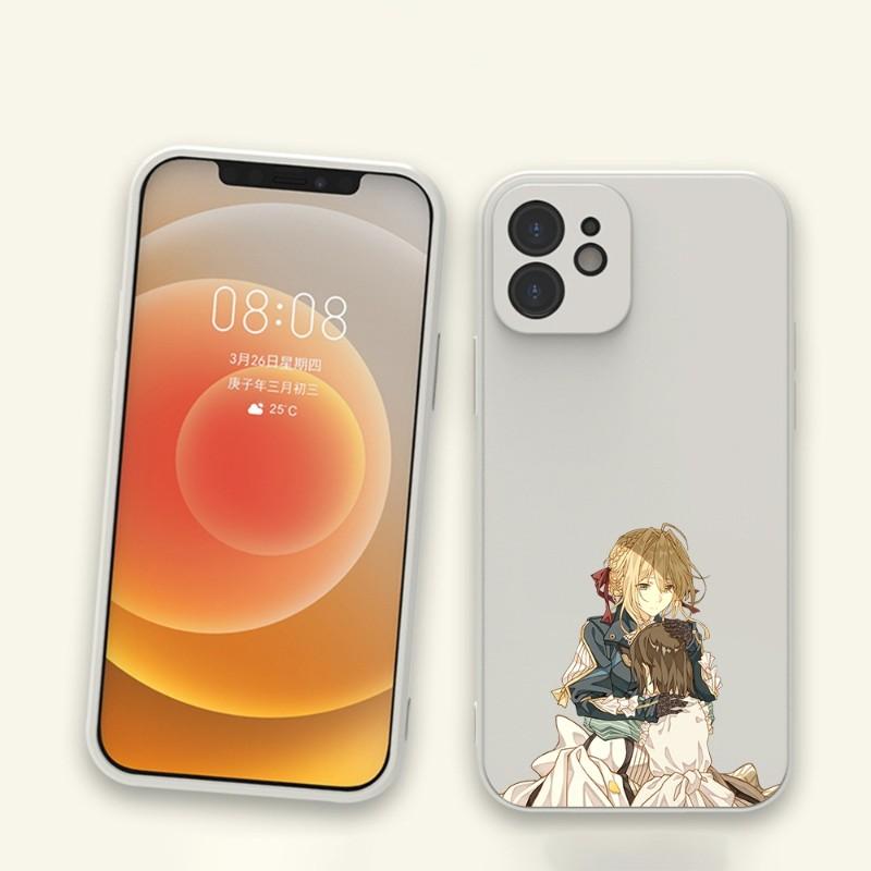 Violet Evergarden Phone Case For IPhone 11 12 13 Pro Max X XR XS Max 6 6S 7 8 Plus SE 2022 Liquid Square Color Phone Cover