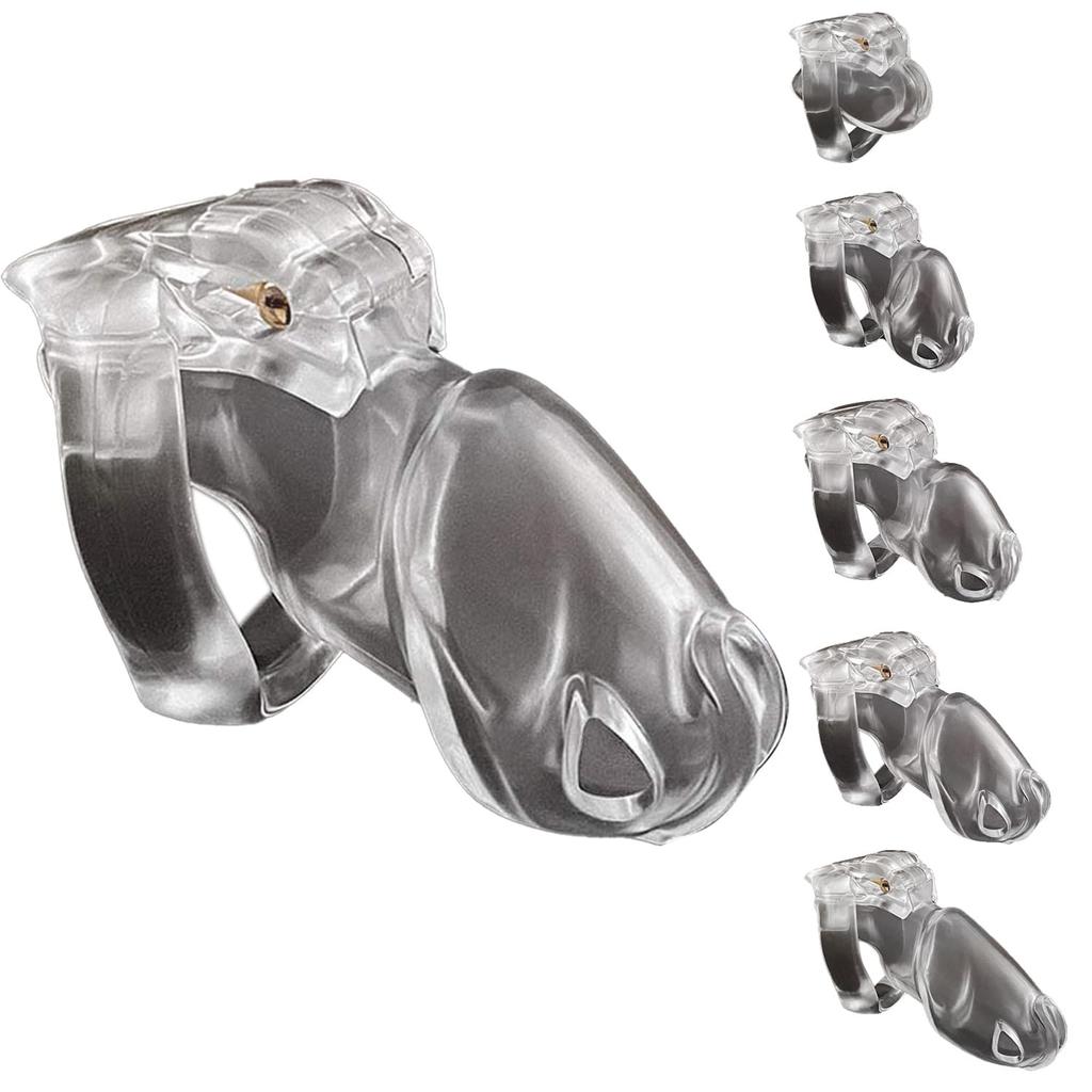 Male Chastity Resin Chastity Belt with Cock Chastity Cage for SM Includes 4 Cock Adult Toy Lock, Lock, Cage, Restraints, Couples, Rings, [HT-V4]