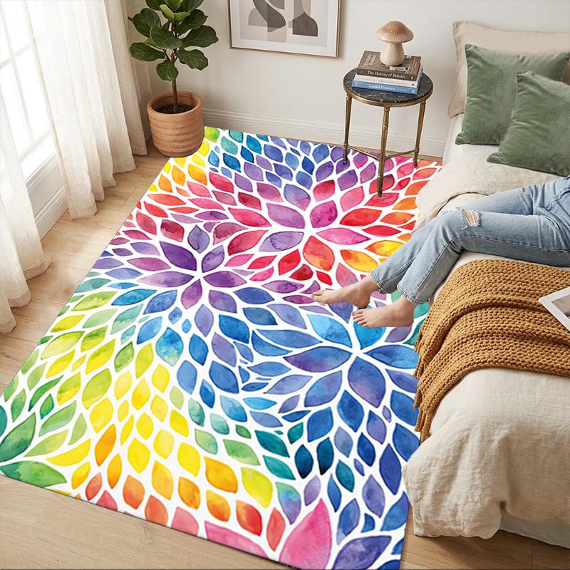 Rainbow Flowers Living Room Nonslip Area Rug Soft Carpet For Bedroom Game Playroom Sofa Office Home Decor Doormat Christmas Gift C9301781