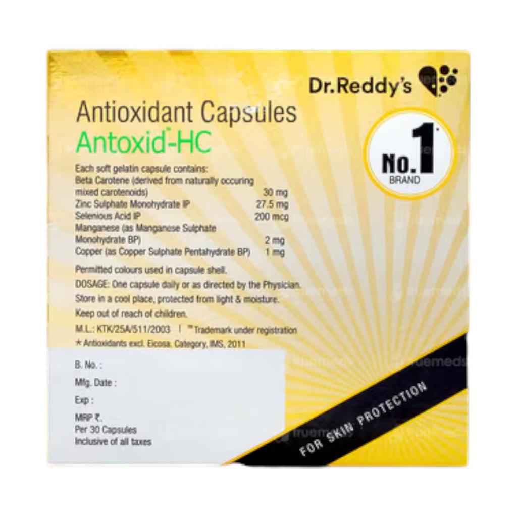 Antoxid HC Antioxidant Capsule Strip of 30 Capsule for Skin Eye Health with Beta Carotene & Minerals