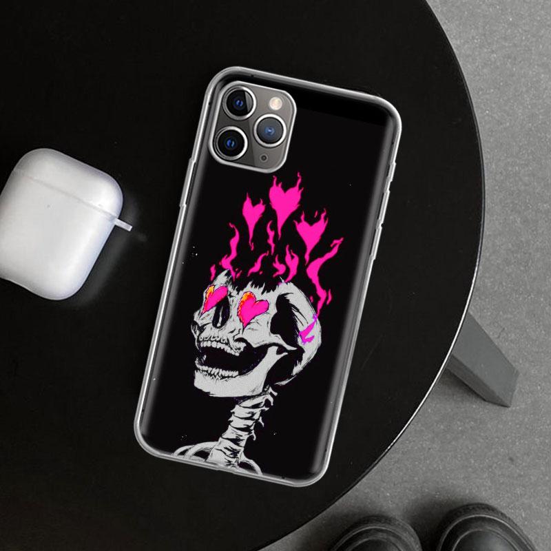 Anatomy Skeleton Heart Lovey Kiss Phone Case Cover for iPhone 11 12 13 Mini 14 15 Plus 16 Pro Max 17 Air 7 8 + SE Art Customized