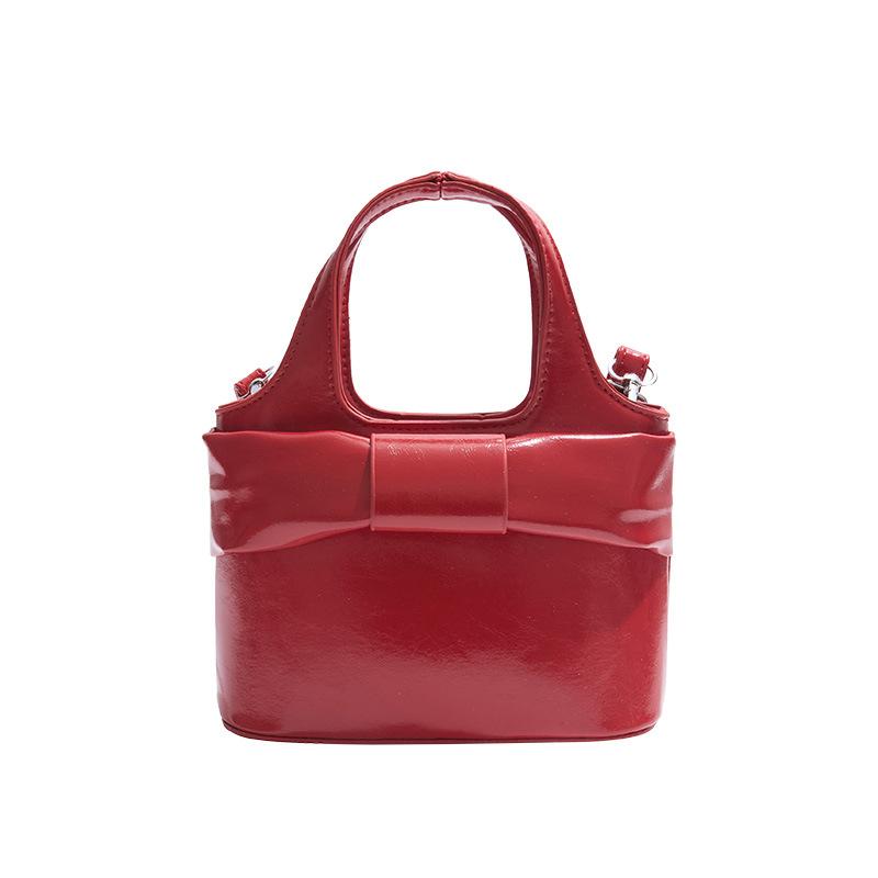 Fashion Wholesale, High-end Commuter, Portable Bucket Bag, Niche Design, Oil Wax Leather, Simple Wind, Solid Color Messenger Women's Bag