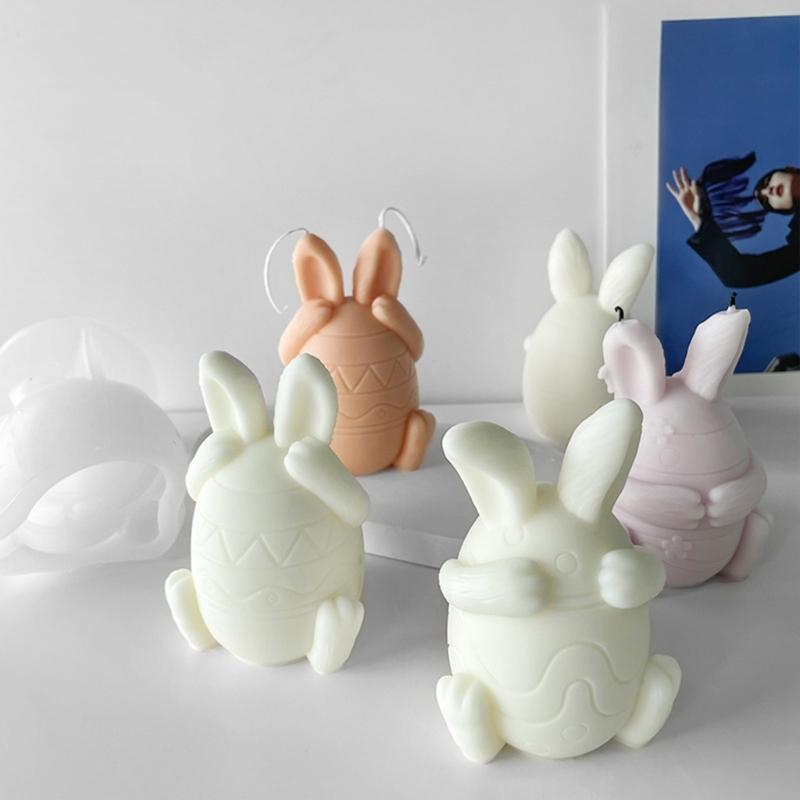 Face-less Rabbit Candle Mold Diy Cover Your Eyes Mouth and Ears Rabbit Aromatherapy Candle Gypsum Incense Stone Mold
