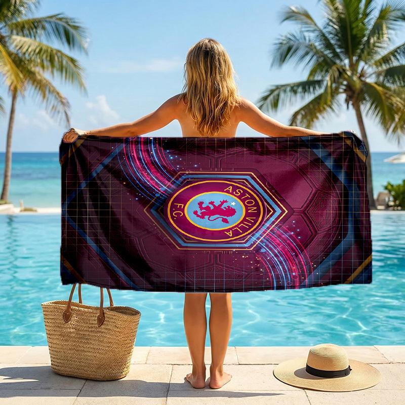 Aston Villa Football Beach Towel Soft Microfiber Summer Towel Quick Dry Absorbent Towel for Beach Swimming Pool Travel