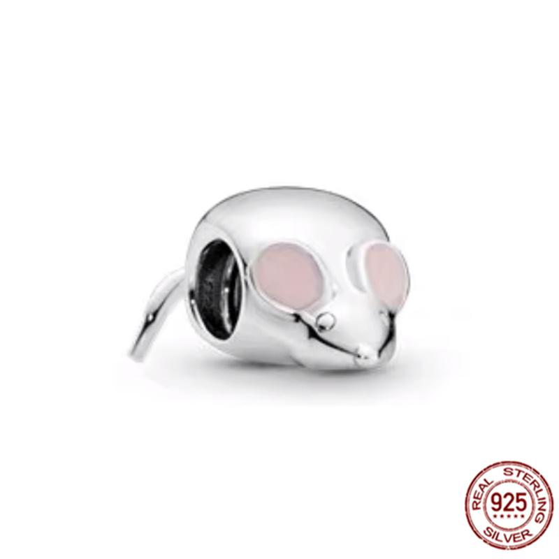 New S925 Sterling Silver Pet Cat Dog Fox Owl Turtle Animal Series Elephant Charm Bead Fit Original Bracelet DIYJewelry