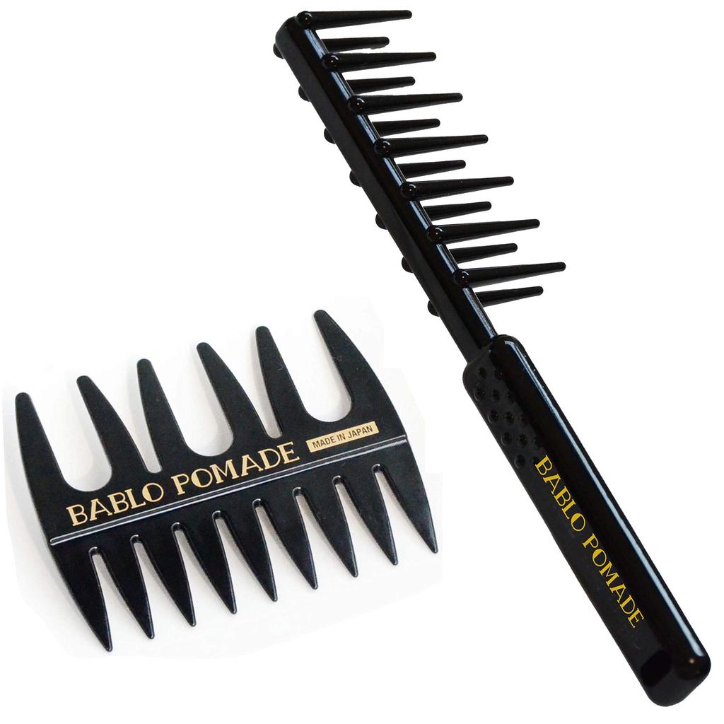 BABLO POMADE Gel Comb Mesh Comb Set for Perm Barber & (Black) Men, Coarse-tooth