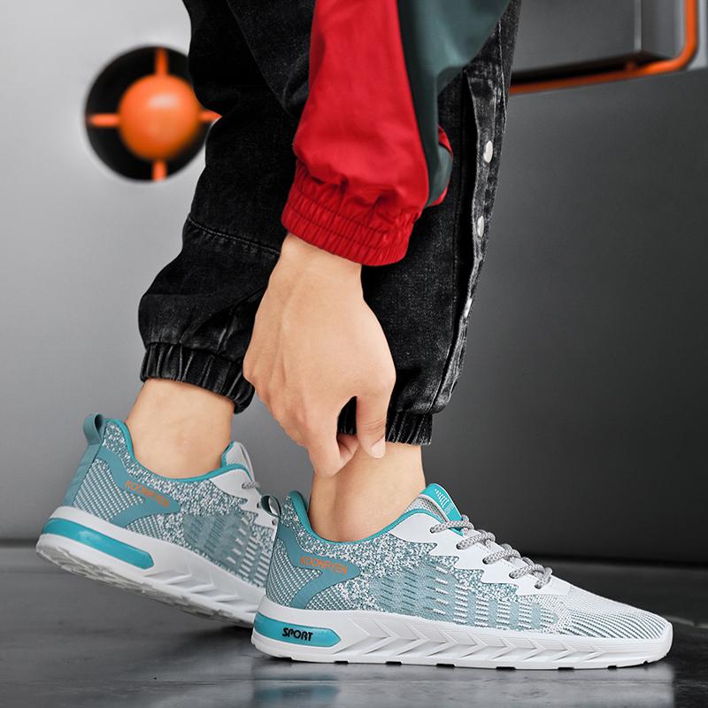 Men's Lace Up Breathable Running Shoes Lightweight Casual Sports Shoes Korean Version Trendy Mesh Summer Lightweight Deodorizing