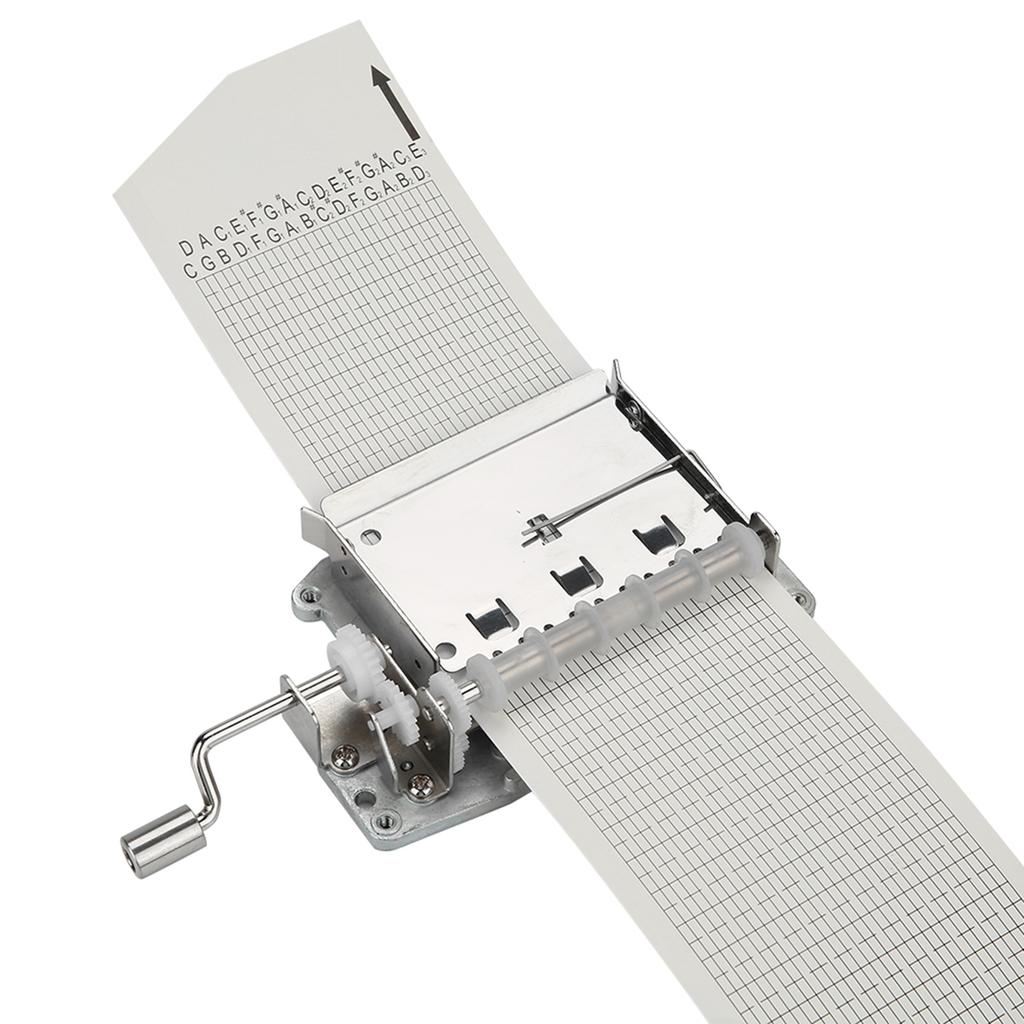 Hand Crank Music Box Movement with Hole Puncher and 20 Papar Tapes,   30 Note, Create Melody by Punching Holes, Compose New Tapes with Paper Strips 