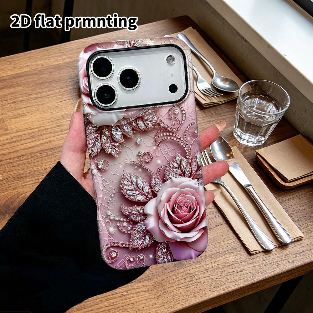 Phone Case: 2D Flat Design Suitable for iPhone 18 17 16 15 14 13 Pro Film Protective Case, Couple Style, Lace Pattern, Christmas and Halloween Holiday