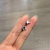 Elegant Diamond Star Ear Cuffs - Black & White Five-Point Design for Women