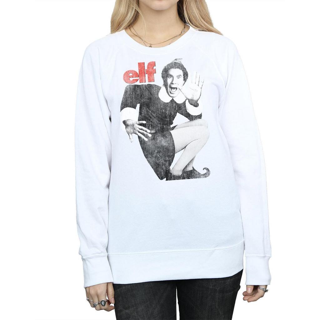 Elf Womens/Ladies Mono Distressed Poster Sweatshirt