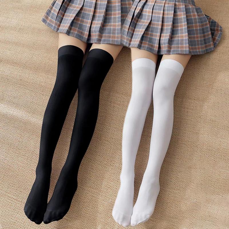Bandage Jk Woman Socks Black White Lolita Long Tight Socks Cross Lace-Up Thigh High Thin Sock Kawaii Cos Sexy Cotton Stockings