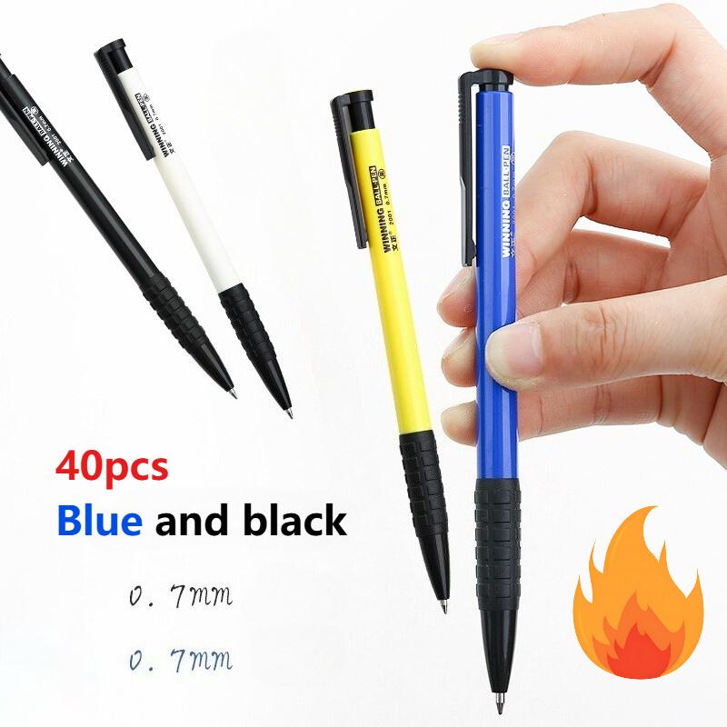 40pcs Blue/Black Ballpoint Pens Office Supplies 0.7mm Cute Ballpoint Pens Long Lasting Smooth Writing School Supplies Stationery