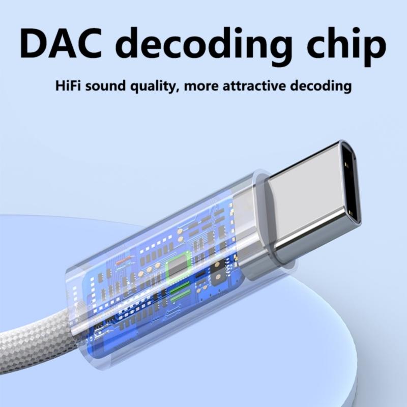 Mobile Car Cable Connection Wire Type C To 3.5mm HiFi Digital Cable Line for Smartphones and Tablets