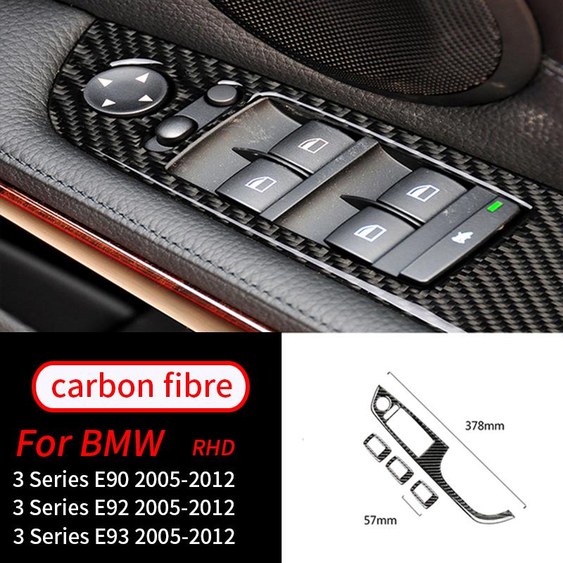 For BMW E90 E92 E93 3 Series 2005-2012 2PCS Interior Accessories Real Carbon Fiber Car Center Console CD AC Panel Cover
