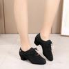 3.5cm Heel Women Soft Sole Latin Dance Shoes Suede Sole Spring Summer Black Breathable Dance Shoes