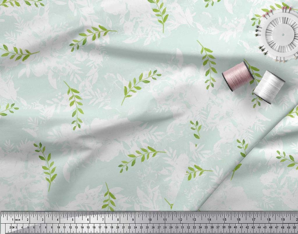 Soimoi Purple Poly Crepe Fabric Pecan Leaves Fabric Prints By Metre 42 Inch