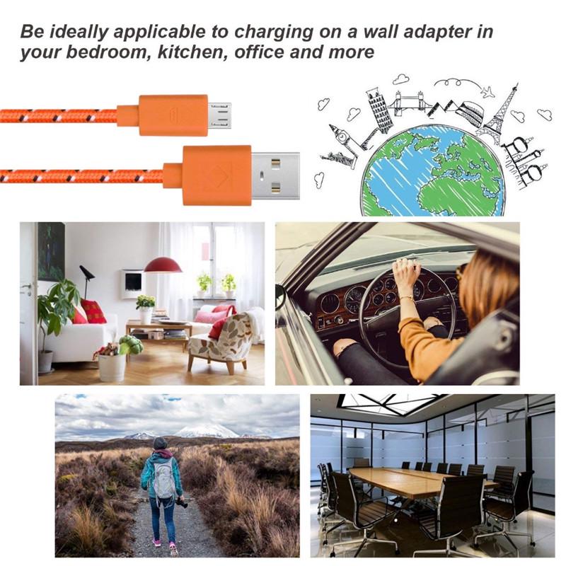 Micro USB Cable Fast Charging Data Sync USB Charger Cable For Samsung Huawei Xiaomi Android Phone Nylon Braided Microusb Cables
