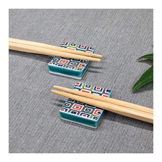 Waza no Kura Chopstick Rest Stylish Kutani Ware Pair Chopstick Rest Set Stone Paved Pottery Cutlery Rest Made in Japan