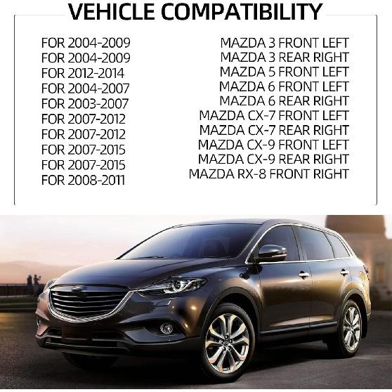 Dasbecan Front & Rear Right Window Lift Motor Compatible With Mazda 3 2004-2009 Mazda 6 2003-2008 Mazda CX7 2007-2012 Mazda CX9 2007-2015 Mazda RX8