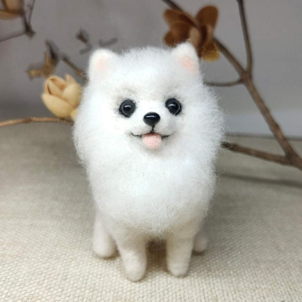1 Set Lovely Wool Needle Felting Package Material DIY Felted Kits Non-Finished Kit: Pomeranian