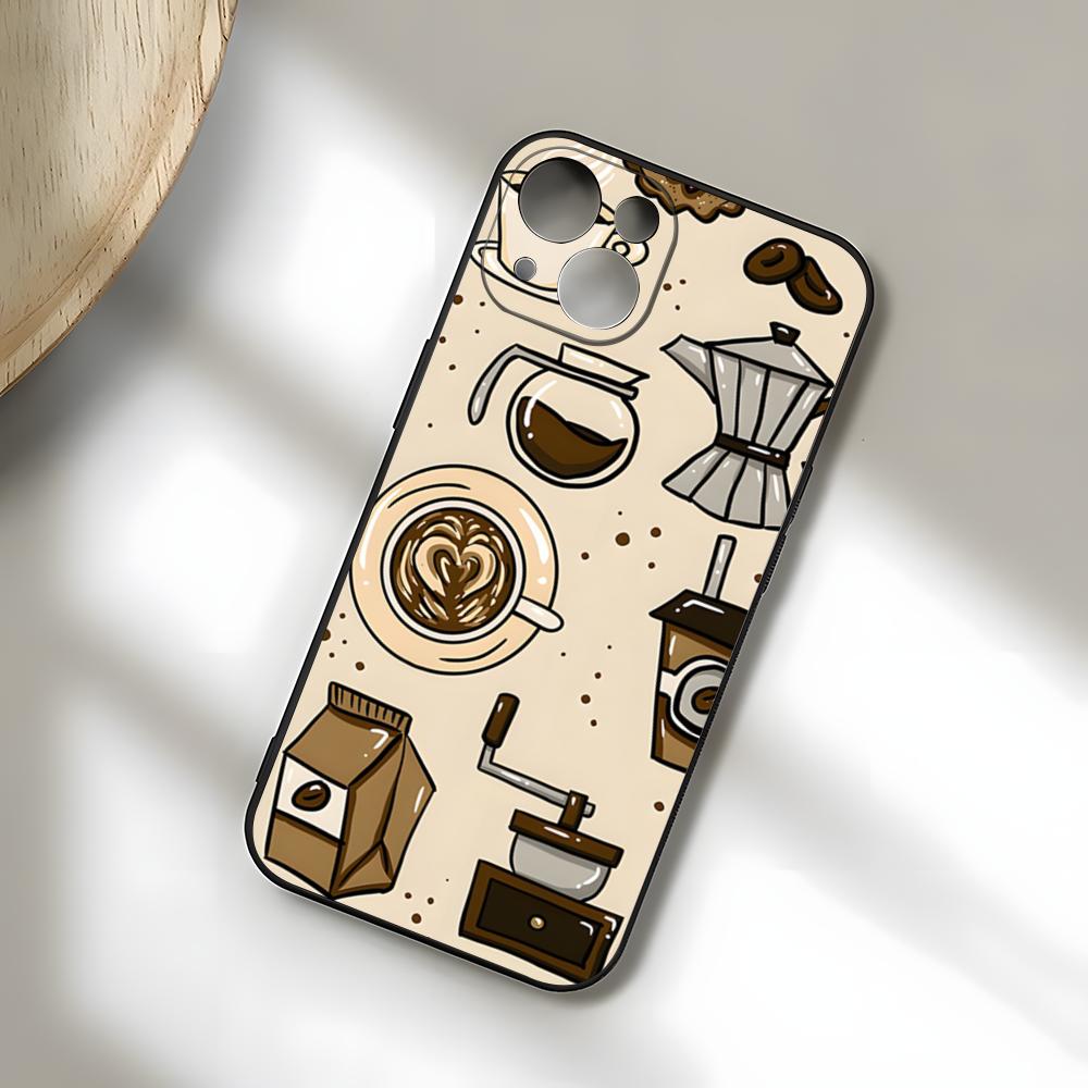 Coffee Art Phone Case For IPhone 17 Pro Max 15 Pro 16 14 Plus 12 13 Mini 11 Pro Shockproof Soft Cover