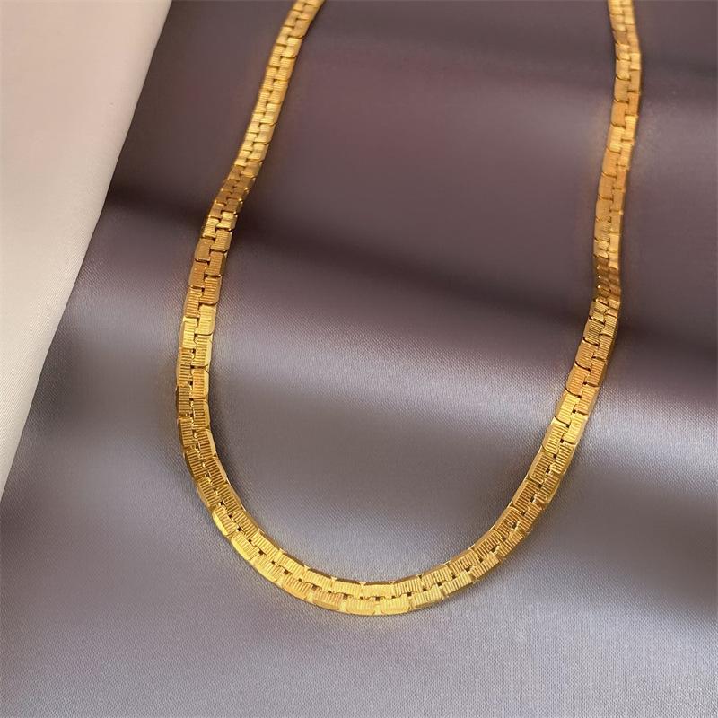 316L Stainless Steel New Fashion Woven Flat Chain Necklace Geometry Women's High  Party Gift