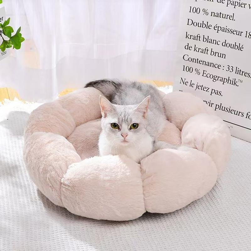 Soft Plush Pet Cat Nest Flower Cat Nest Cat Winter Warm Plush Cat Nest Four Seasons Dog Nest Cat Bed Cat Dog Mat Pet Supplies