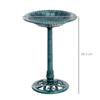 Garden Bird Bath Outdoor Decrative Garden Feeder Stand with Scallop-like Pattern, Time-Worn Finish, 50cm, Green