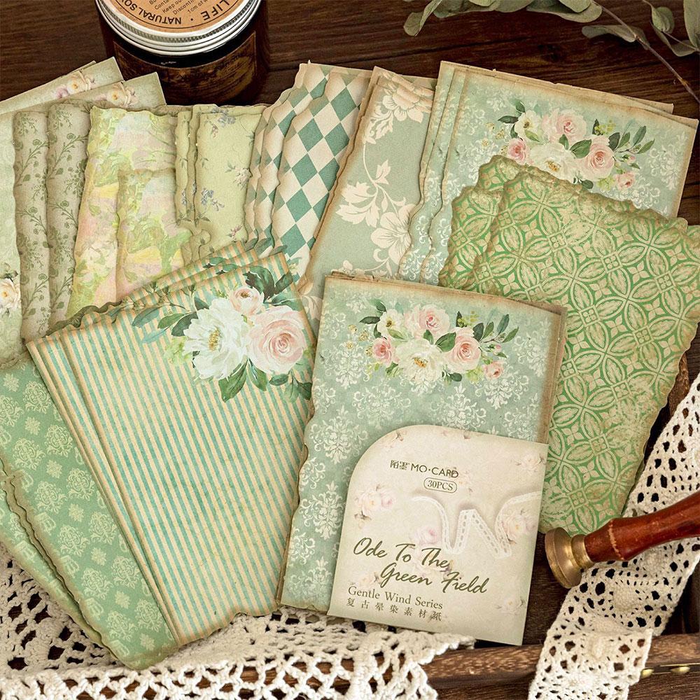 30Pcs/Bag Various Styles Vintage Material Paper Decorative Diary Album DIY Scrapbooking Handmade Background Papers Craft Supply