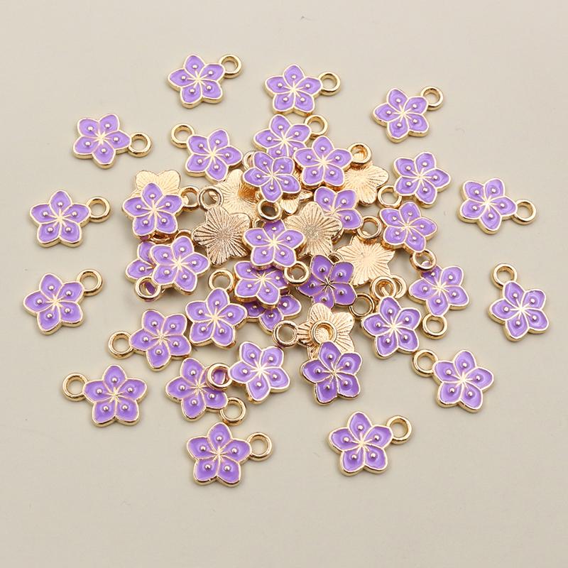 50Pcs 11x9mm Small Alloy Flower Charms Pendants Multi Colors For DIY Bracelet Necklaces Jewelry Making Accessories