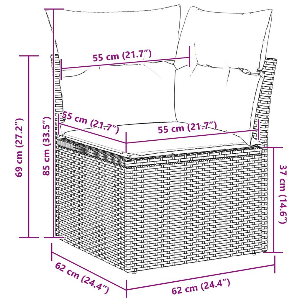 Garden Sofa Set with Cushions and Storage Black Poly Rattan