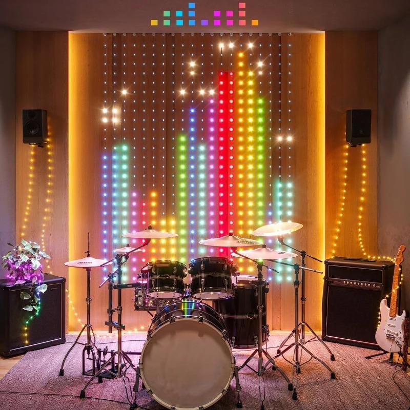 Smart Curtain Lights RGB LED String Bluetooth App Control Waterproof Fairy Lights USB DIY Text Pattern Display for Party Decor
