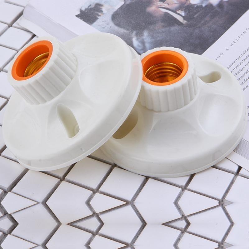 E27 Screw Cap Lamp Holder Plastic Light Lamp Flat Socket Base Ceiling Lamp Fitting Holder Bulb Fixing White Base