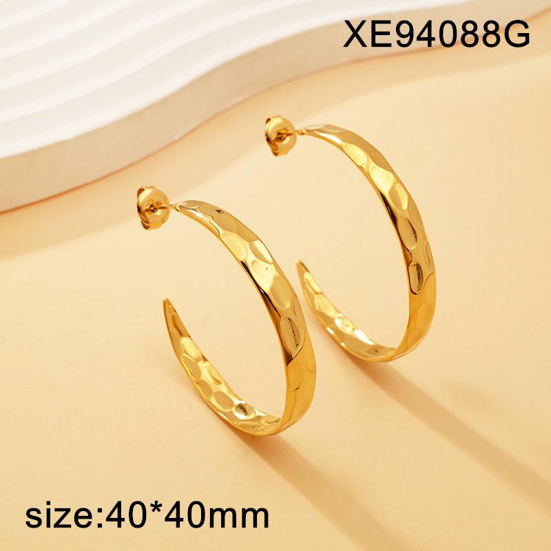 European High-End Geometric 18K Gold-Plated Titanium Hoop Earrings - Simple Versatile Design