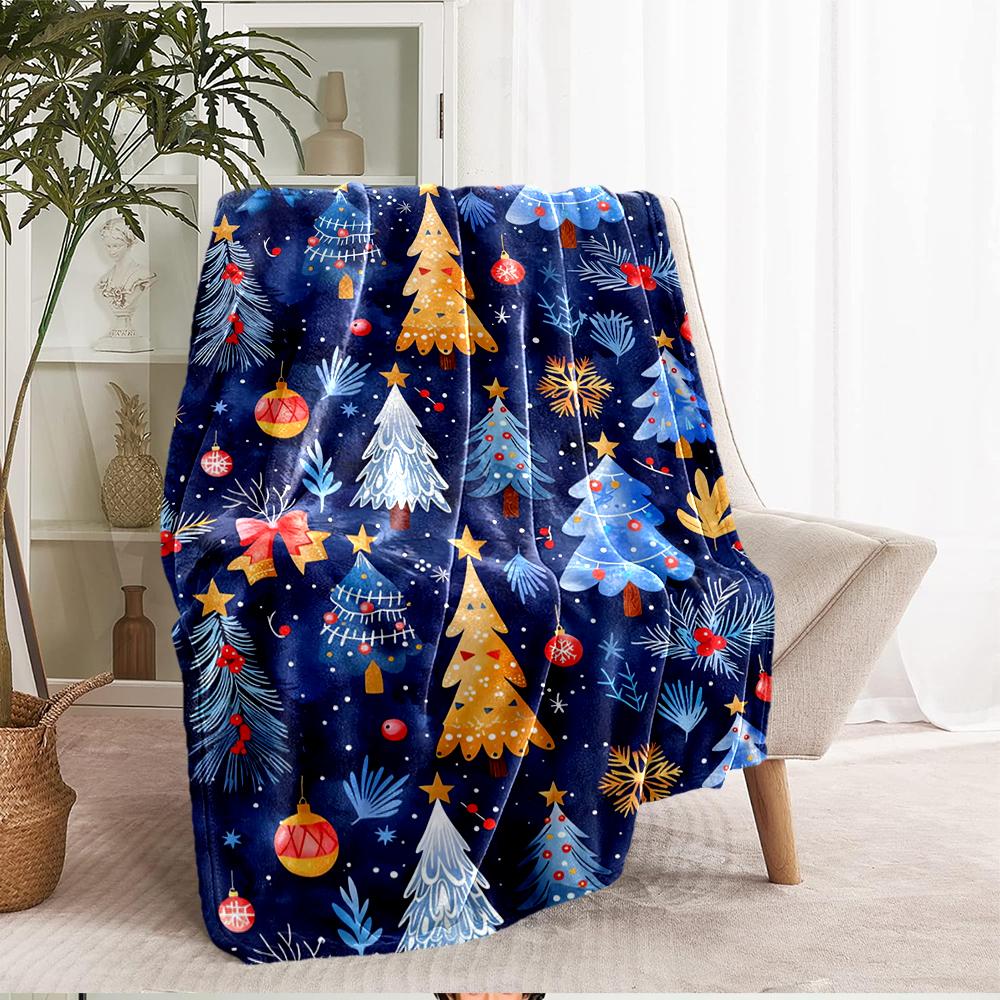 Christmas tree Theme Printed Blanket - Perfect for Couch, Bed, Travel & Outdoor Use | Machine Washable, Cozy & Durable.