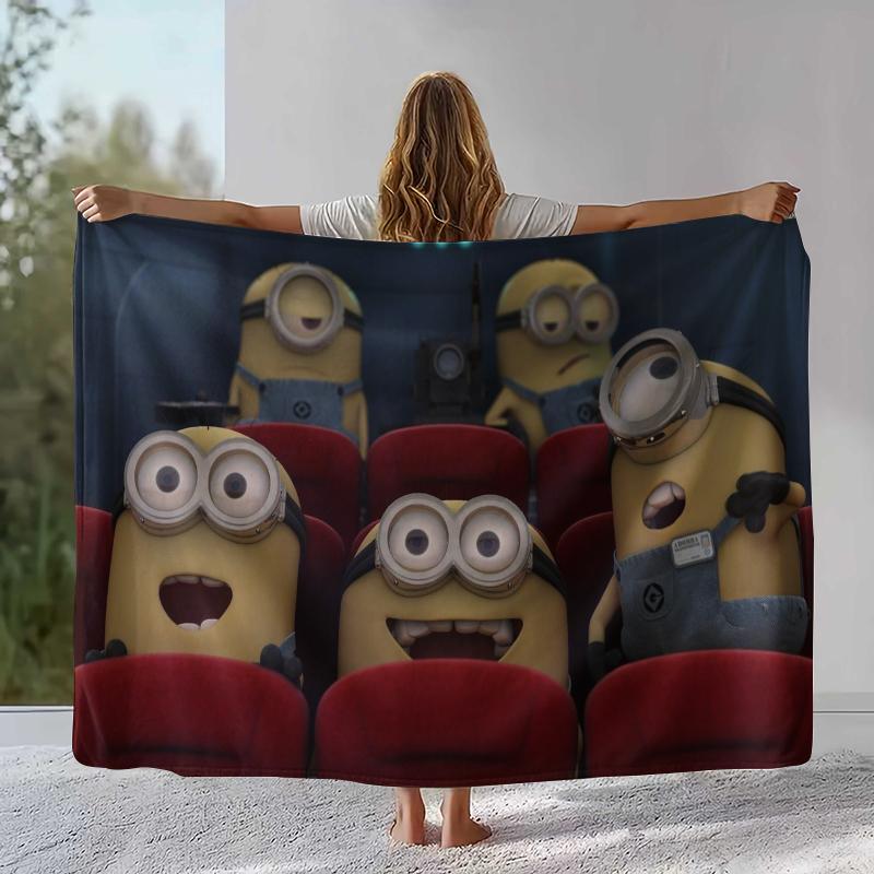 Cute Minions Cartoon Flannel Blanket,Ultra Soft Warm Plush Throw for Home Bedroom Bed Sofa Cover Camping Picnic Gift Kids