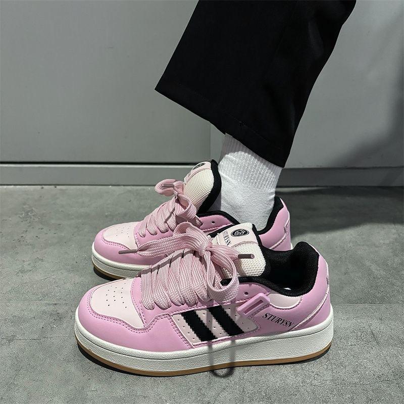 

Новый нишевый студенческий дизайн, чувство ретро, классический тренд, кеды, корейская версия, ins, уличная съемка, повседневная универсальная обувь 38 розовый