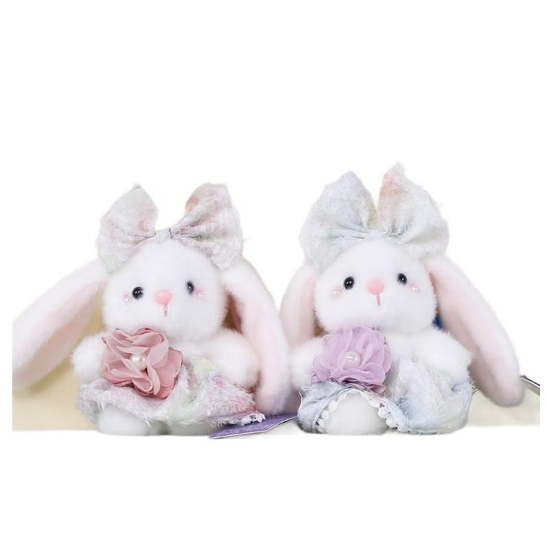 Plush Bunny Keychain With Floral Design For Bags And Gifts