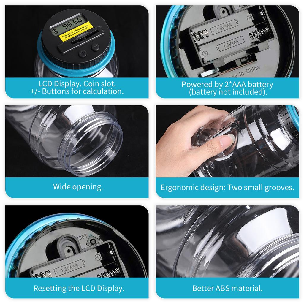 [Digital | Piggy Bank] Digital Piggy Bank, Counting Coin Bank | Money Saving Jar for Boys Kids, Best Gift for Child | Designed for All US Coins