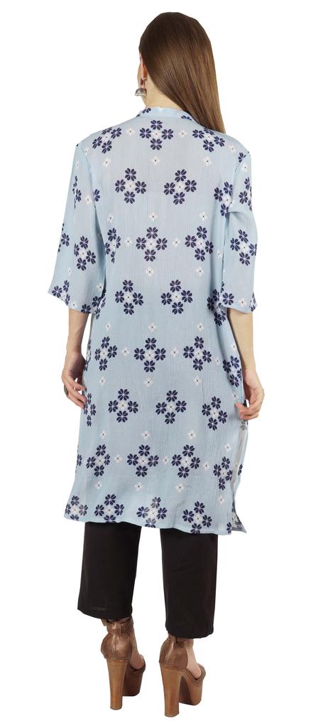 Moomaya Printed Womens Kurti 3 4 Sleeve Mandarin Collar Straight Kurta Soft Summer