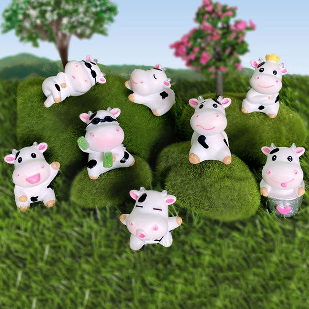 Landscape Home Decoration Little Statue Scene Animal Model Cartoon Cow Figurines Miniature Cattle