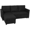 Convertible Corner Sofa, 3-Seater Sofa Bed 192 cm, Reversible Chaise Lounge, Anthracite Grey