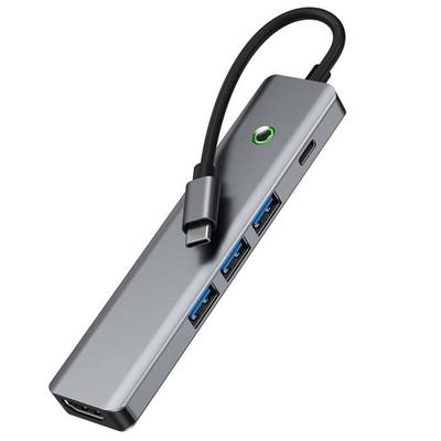 6-in-1 Hub Adapter - USB-C To HDMI 4K - PD 100W - LED Indicator - 3 USB 3.0 Ports