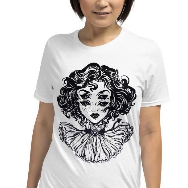 

Gothic Nugoth Emo Devil Girl Horns Short-Sleeve Unisex T-Shirt 3XL