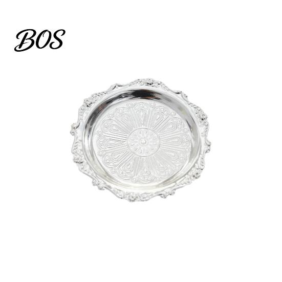 Easy To Clean Jewelry Tray Vintage Embossed Stainless Steel Tray, Serving Platter for Desserts, Fine Workmanship Storage Organizer, Snack Plate,