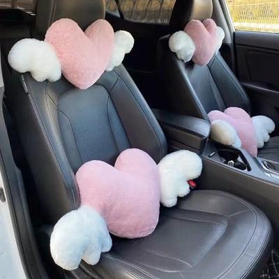Car Head Pillow Neck Pillow Cute Cartoon Love Heart Back Pillow Waist Pillow Seat Back Cushion Automotive Interior