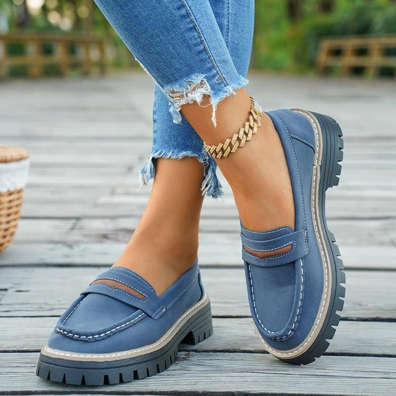 Women's Loafers Fall New Casual Slip-On Platform Single Shoes Retro Versatile Lazy Shoes
