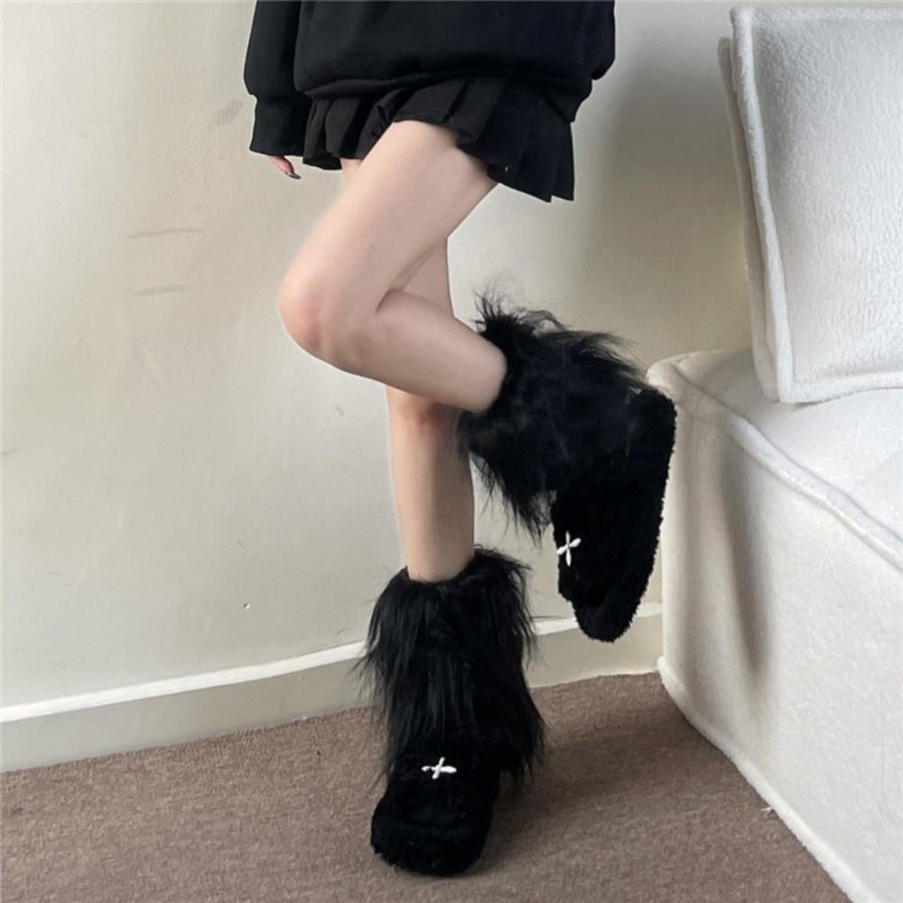 Japanese Style Furry Leg Warmers Faux Fur Knee High Girls Socks Lolita Boots Cover Cosplay Use